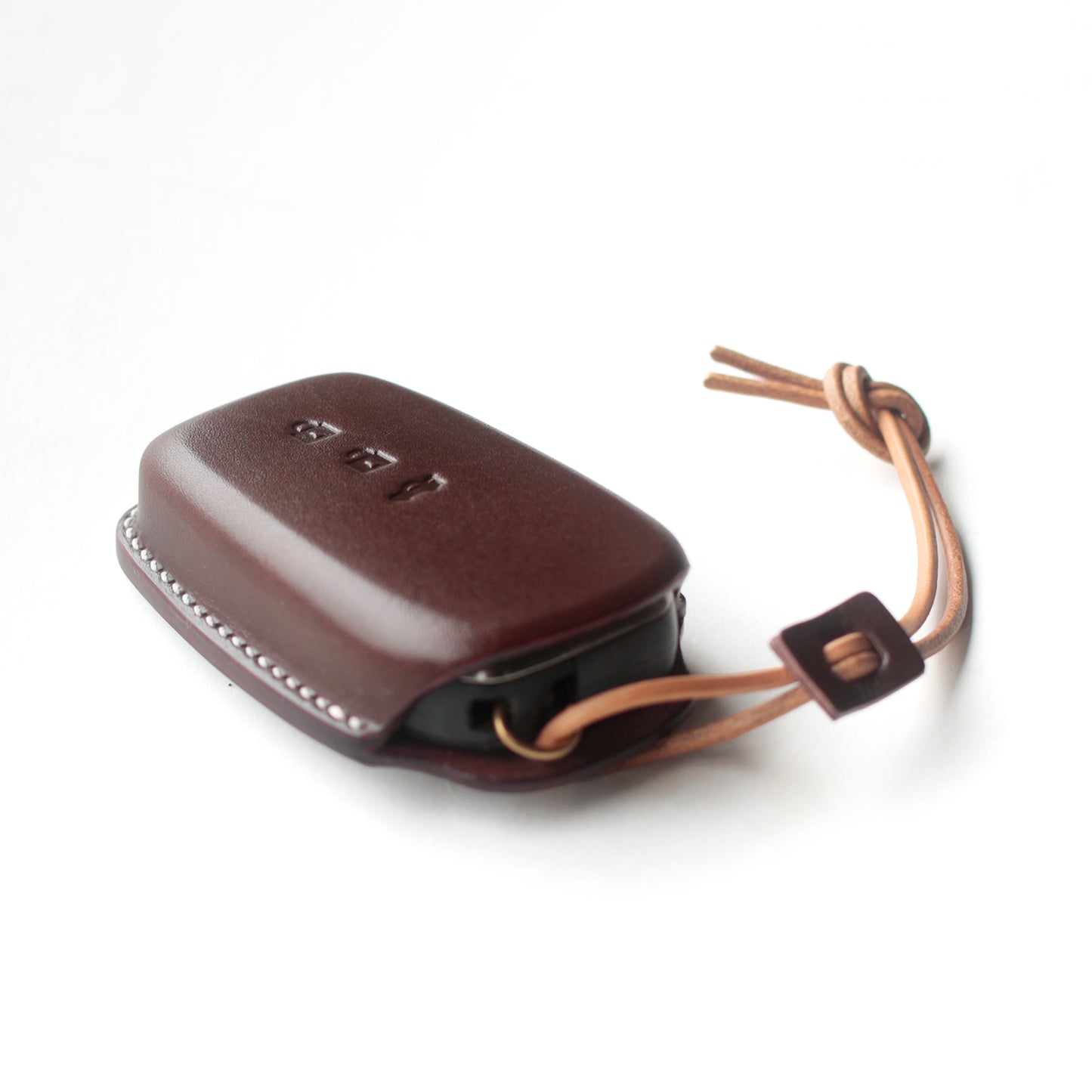 Handcrafted Veg-Tan Leather Key Fob Cover for Toyota - Custom Fit Key Case with Minimalist Design