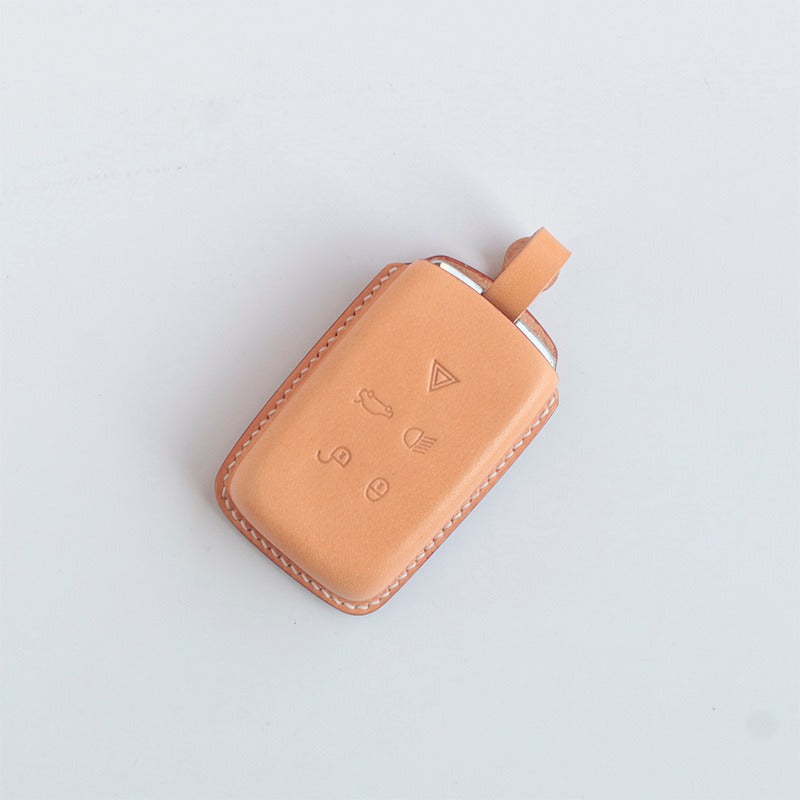 Hand-stitched leather key fob shell for Land Rover series