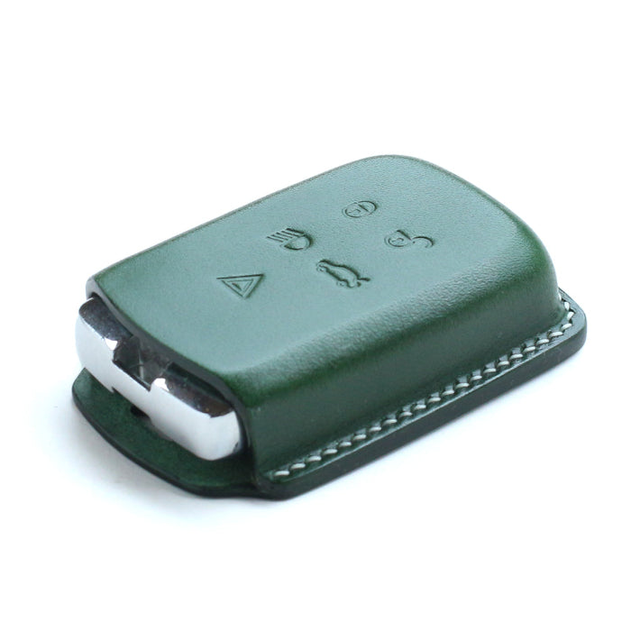 Luxury brown leather key cover for Range Rover Velar with contrast stitching