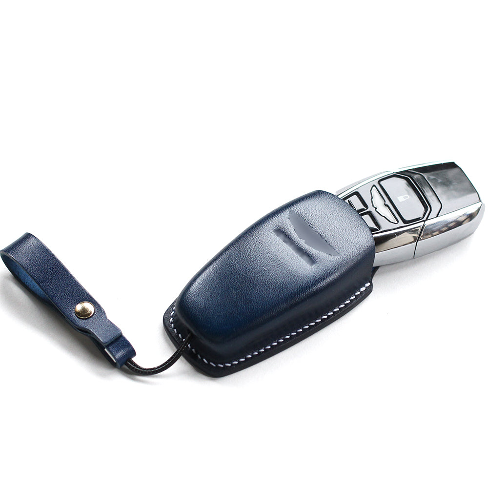 Handcrafted Full-Grain Leather Key Fob Cover for Aston Martin DB11 - Premium 3D Molded Shockproof Case | Heritage Quality Vegetable-Tanned Leather | Custom Fit & Scratch Resistant | Multiple Color Options | Minimalist Luxury Design