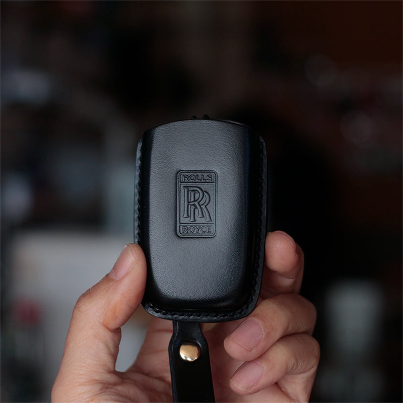 Premium Handcrafted Full-Grain Leather Key Fob Cover for Rolls-Royce Phantom (2003-2017) & Ghost (2009-2014) – 3D Molded Shockproof Case | Heritage Vegetable-Tanned Leather | Custom Fit & Scratch Resistant (Multiple Colors)