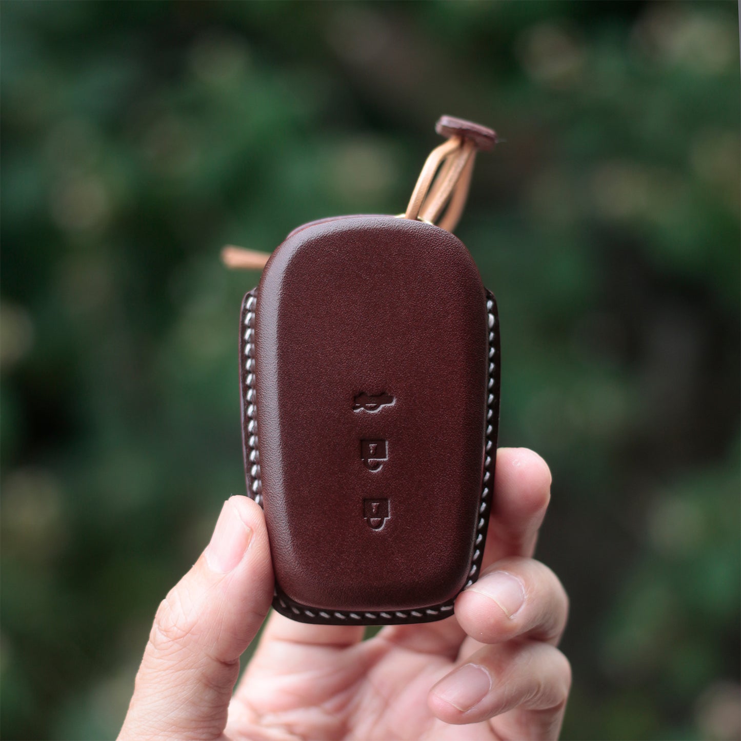 Handcrafted Veg-Tan Leather Key Fob Cover for Toyota - Custom Fit Key Case with Minimalist Design