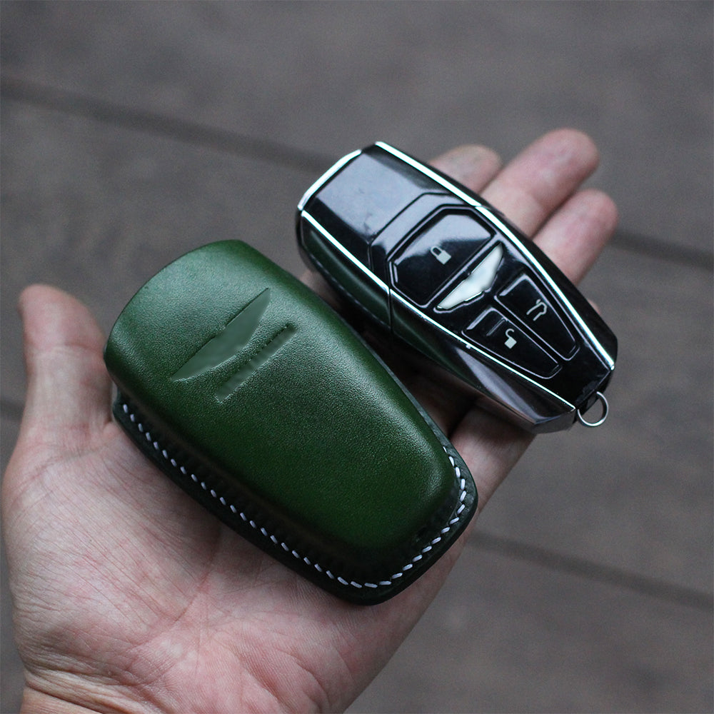 Handcrafted Full-Grain Leather Key Fob Cover for Aston Martin DB11 - Premium 3D Molded Shockproof Case | Heritage Quality Vegetable-Tanned Leather | Custom Fit & Scratch Resistant | Multiple Color Options | Minimalist Luxury Design
