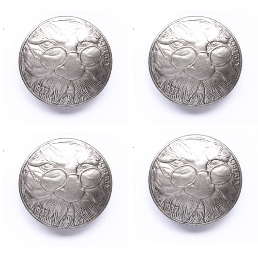 Vintage style metal conchos for leather crafting, belts, and horse tack with unique artisan design