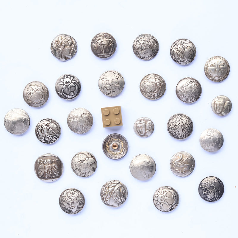 Comprehensive display of antique silver conchos from all angles for saddle and belt applications

