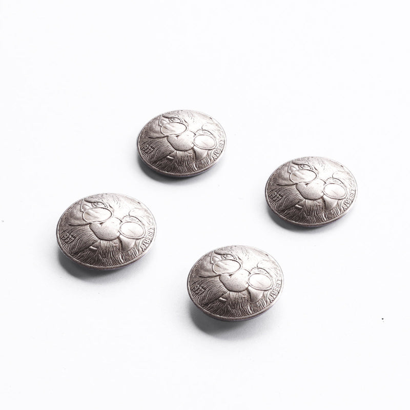 Artisan designed screw back conchos for belts featuring antique silver finish and one-of-a-kind pattern