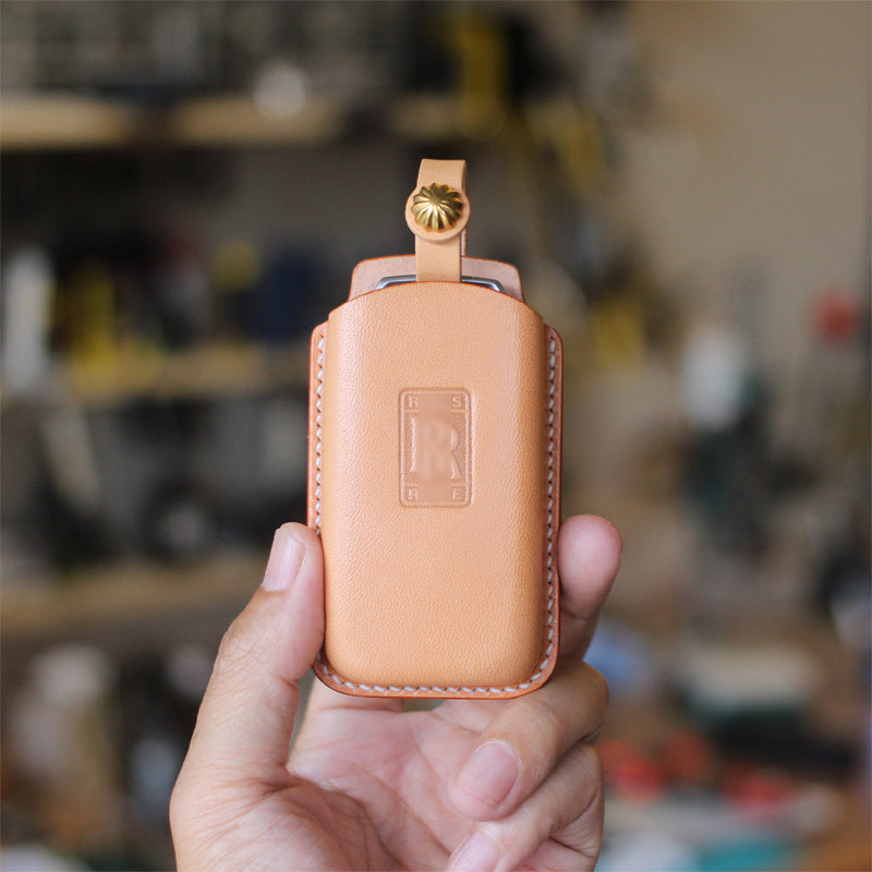 Rolls-Royce leather key holder in multiple colors - tan amber dark blue brown black