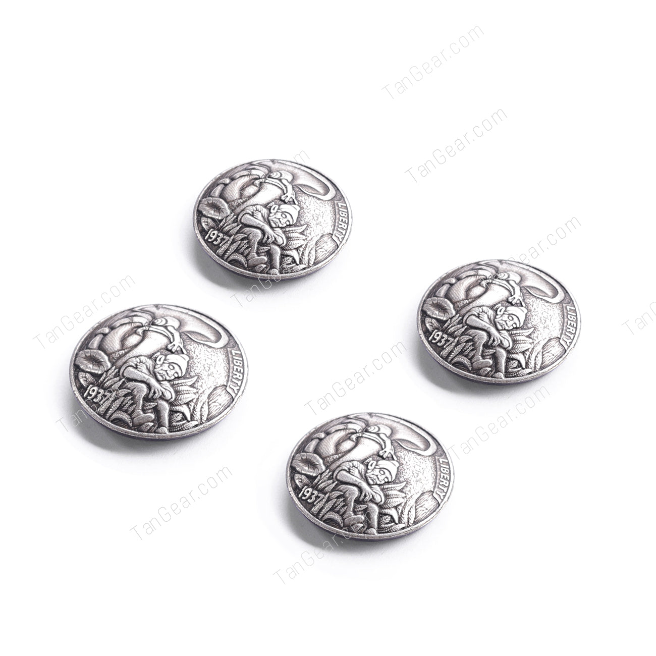 Heavy duty screw back conchos with fantasy coin designs

