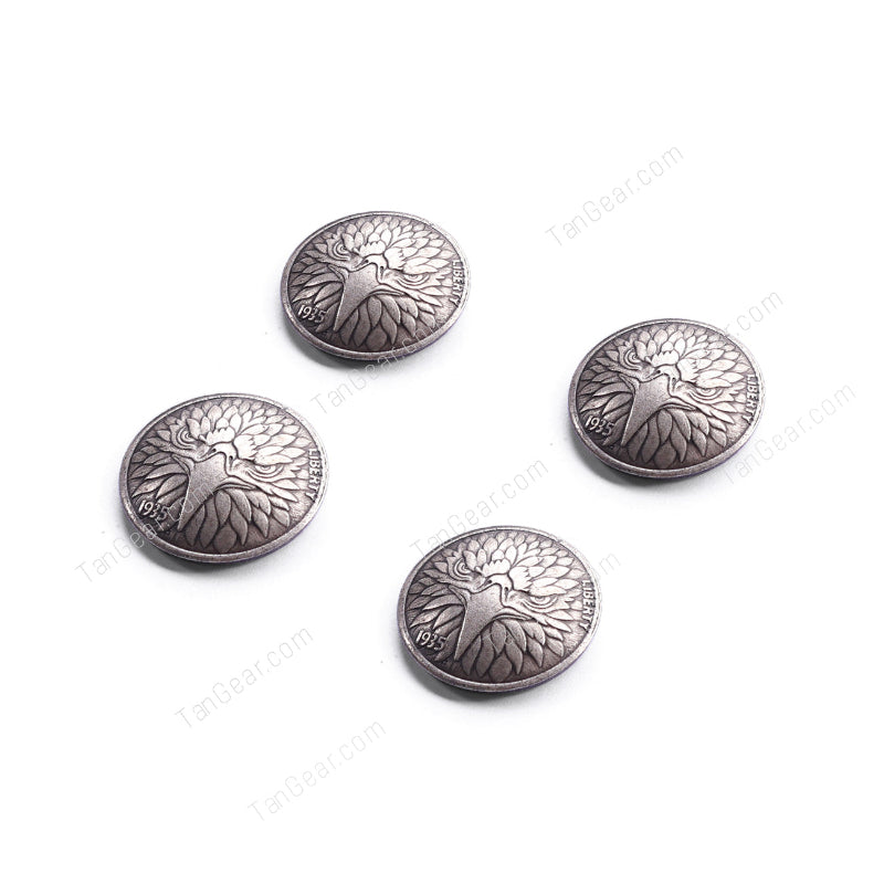 Silver eagle head conchos with liberty

