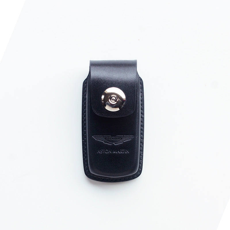 Bespoke genuine leather wrap for Aston Martin keys – tailored fit with elegant stitching

