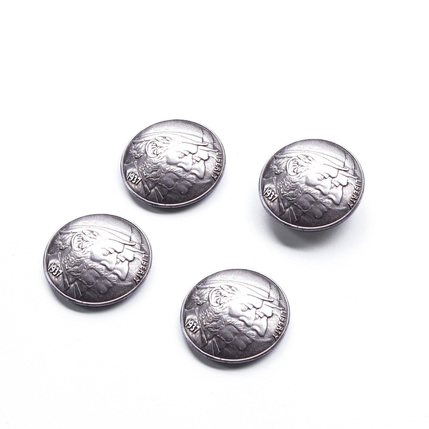 21mm (0.83") Screw Back Liberty Duet Conchos - Vintage Silver Embellishments for Leather Craft, Western Belts, Saddle bags & DIY Projects