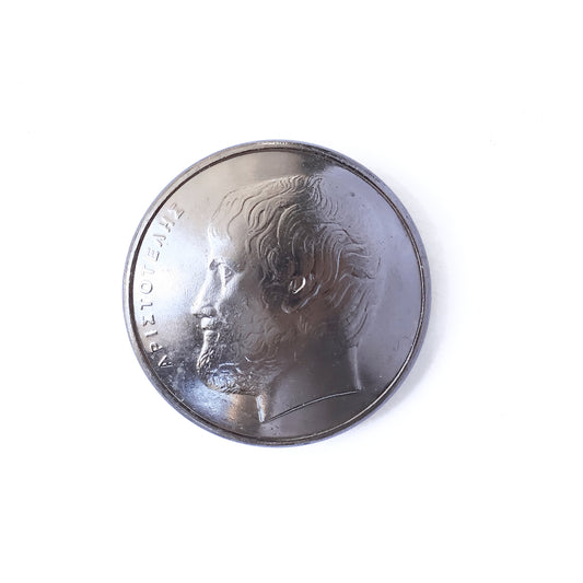 22mm (0.87") Screw Back Aristotle Conchos - Vintage Silver Greek Philosopher Design for Leather Craft, Western Belts & Saddles