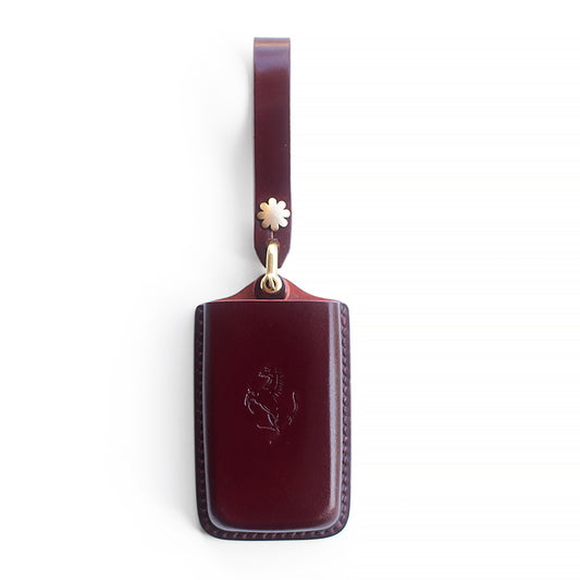 Handmade Japanese shell cordovan Ferrari Roma key fob case, slim fit and scratch-resistant