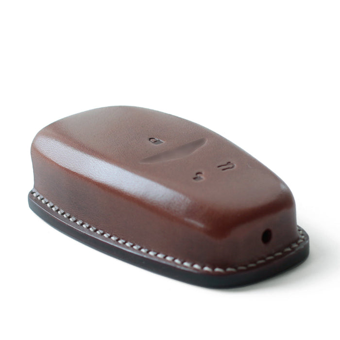 Handcrafted leather key cover compatible with Aston Martin DBS – custom fit and elegant walnut finish