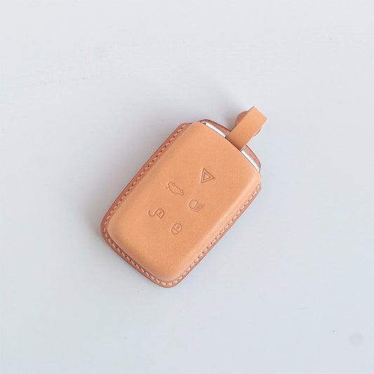 Hand-stitched leather key fob shell for Land Rover series
