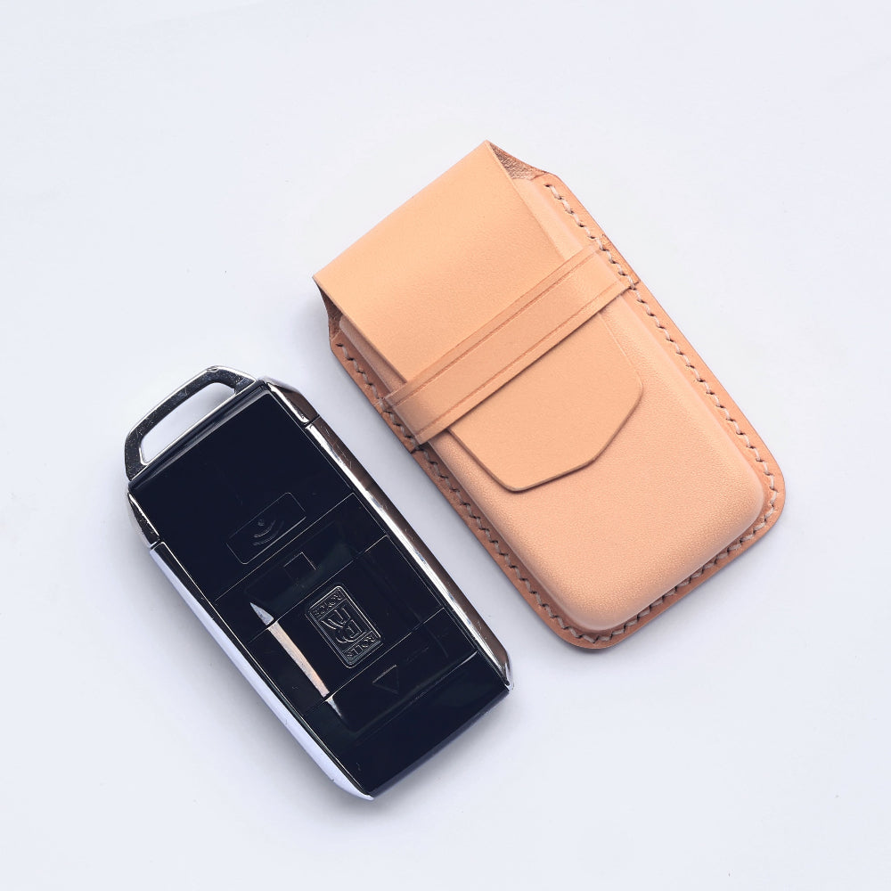 Rolls-Royce Ghost bespoke leather key case tailor made fit low profile zero bulk custom logo engravable