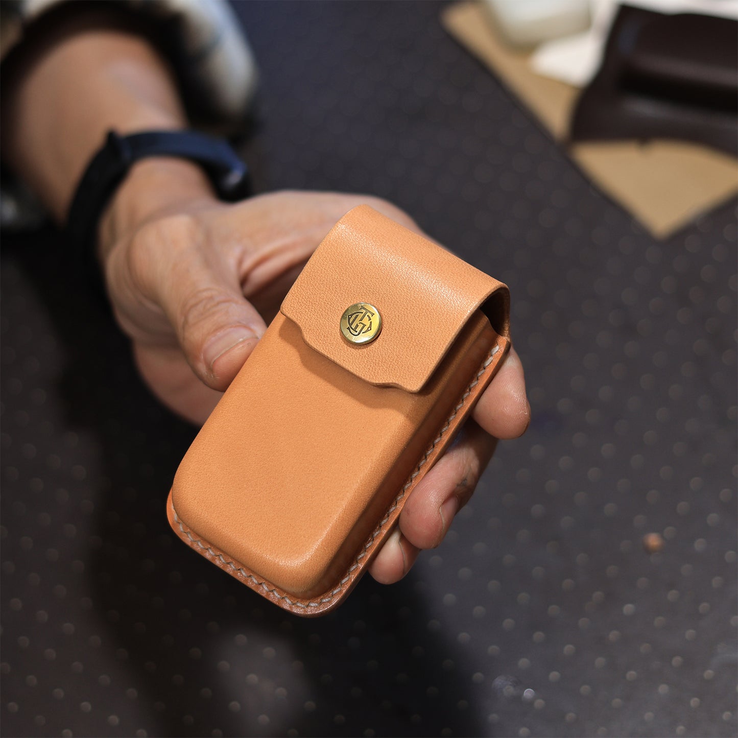 Rolls-Royce Ghost handmade leather key case snap closure