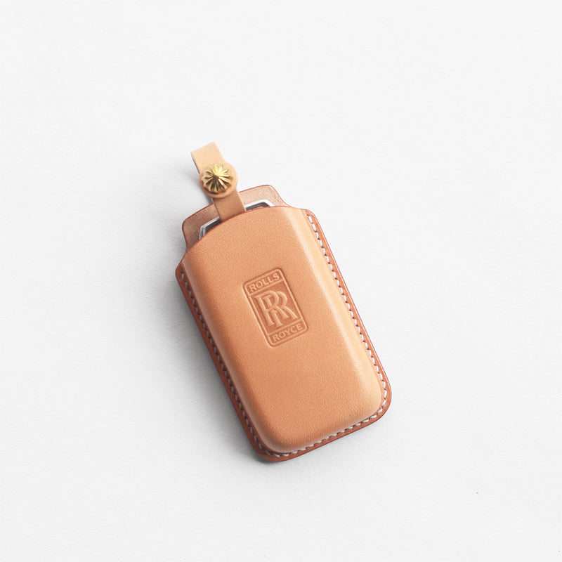 Handcrafted vegetable-tanned leather key fob case for Rolls-Royce Phantom - premium protection

