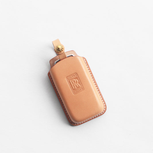 Handcrafted vegetable-tanned leather key fob case for Rolls-Royce Phantom - premium protection

