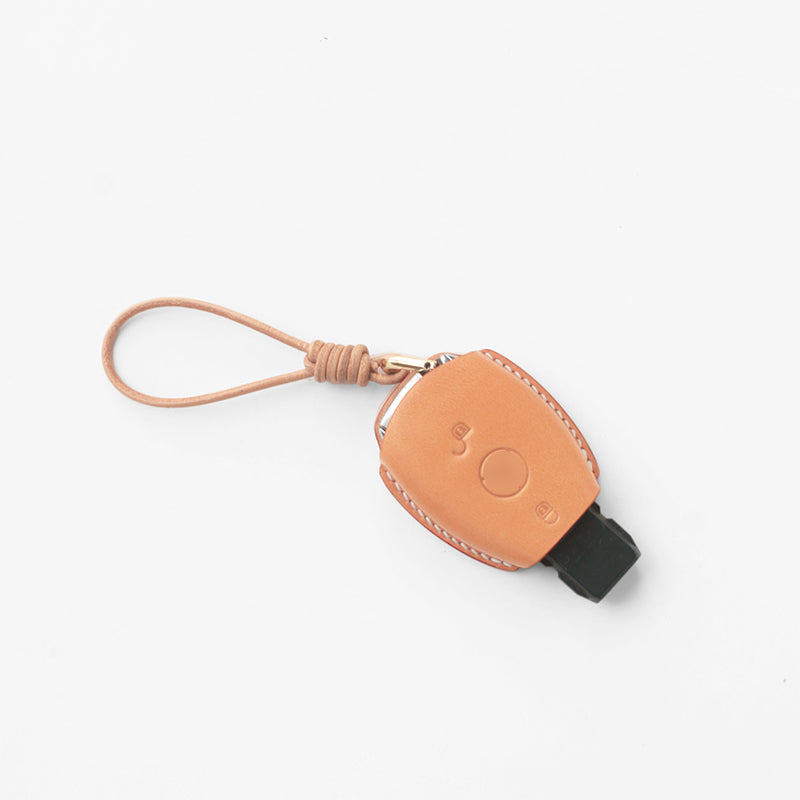 Premium black full-grain leather key fob cover for Mercedes-Benz insert keys by TanGear