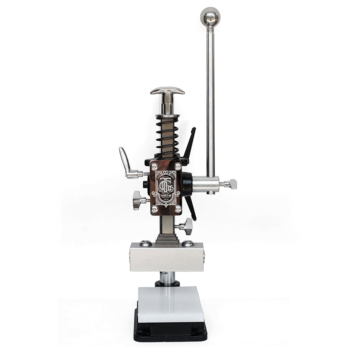 Professional leather press featuring press-and-hold function for hands-free operation