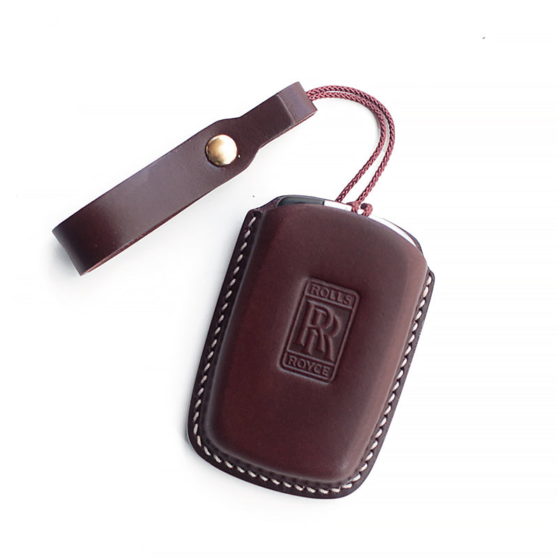 Premium Handcrafted Full-Grain Leather Key Fob Cover for Rolls-Royce Phantom (2003-2017) & Ghost (2009-2014) – 3D Molded Shockproof Case | Heritage Vegetable-Tanned Leather | Custom Fit & Scratch Resistant (Multiple Colors)