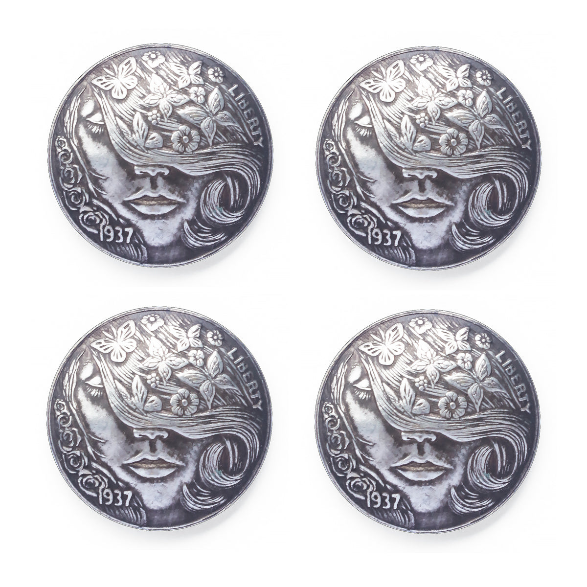 21mm (0.83") Screw Back Eagle Head Conchos - Vintage Silver Button Design for Leather Craft, Western Belts & Saddles