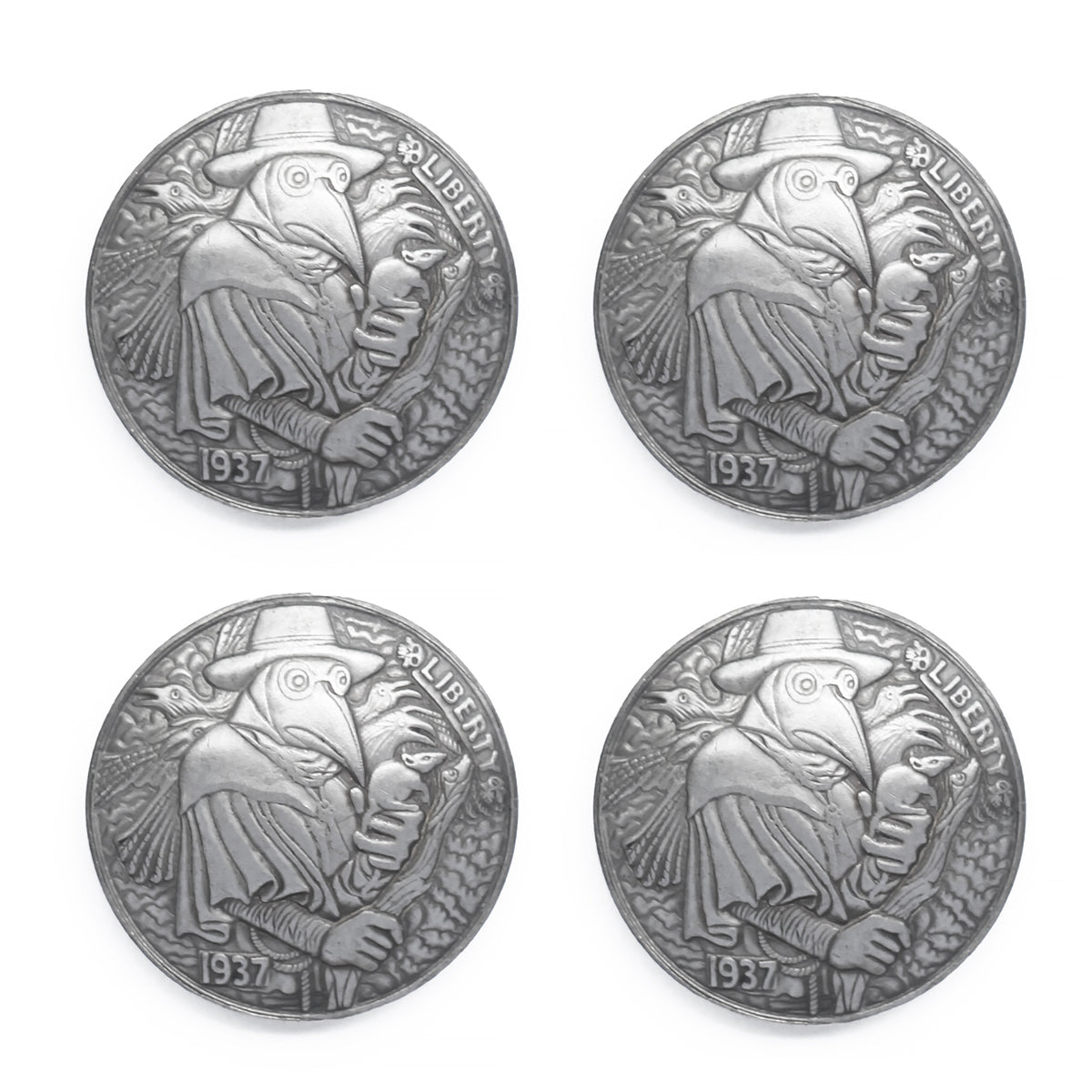 21mm (0.83") Screw Back Eagle Head Conchos - Vintage Silver Button Design for Leather Craft, Western Belts & Saddles